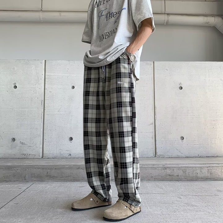 Herren Lässige Karottenhose mit Karo-Muster Echoarchiv