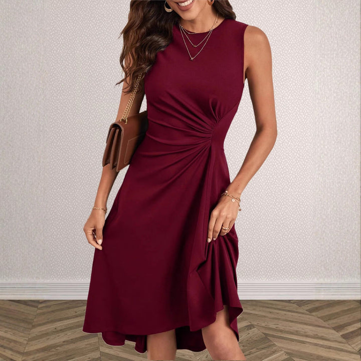 Damen Elegantes Wickelkleid mit asymmetrischem Saum und gerafften Details Echoarchiv