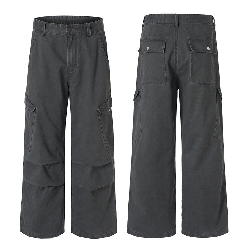 Herren Weite Canvas-Cargohose im Baggy-Schnitt mit extra weitem Bein, Knieabnähern und aufgesetzter Seitentasche Echo Archiv