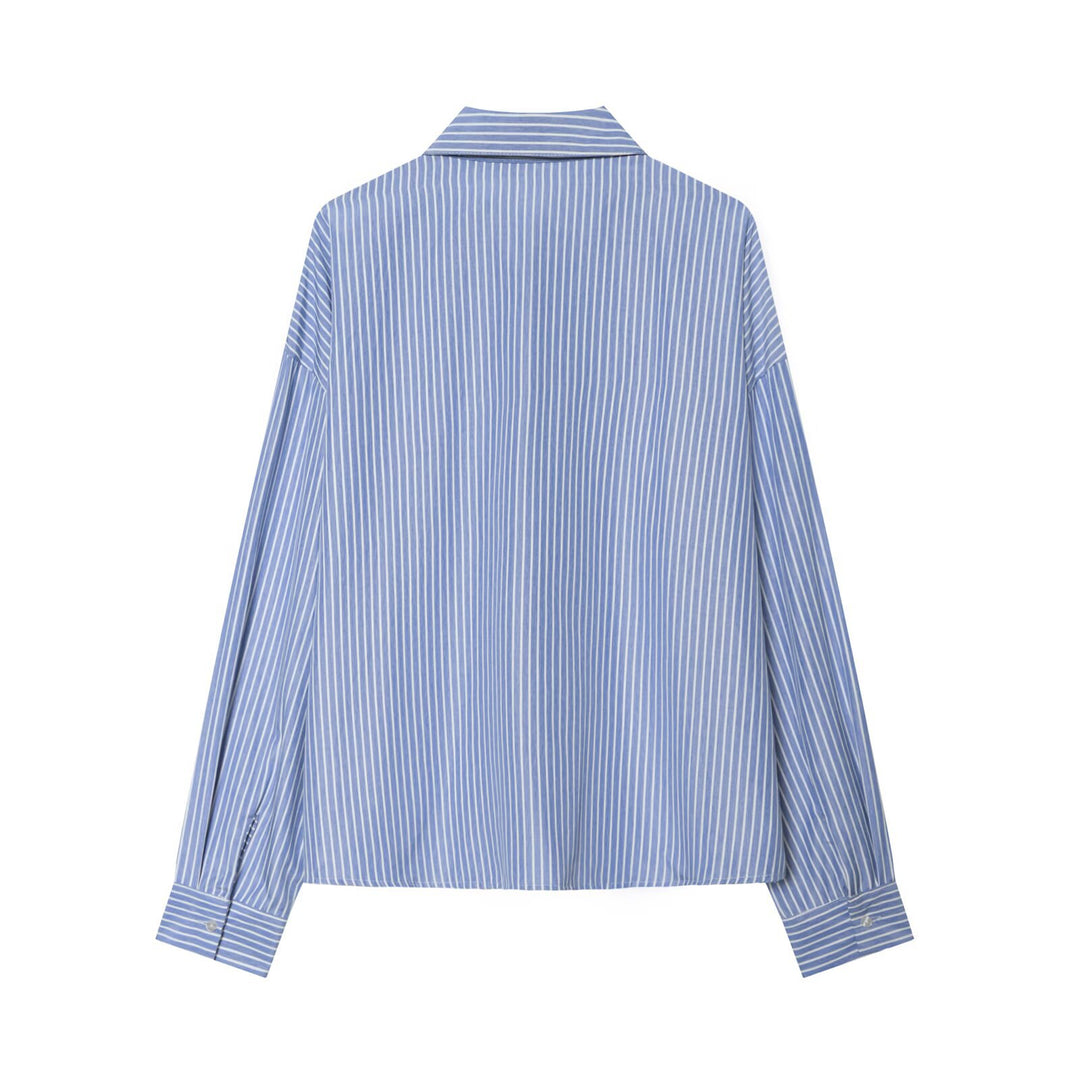 Damen Oversized Hemdbluse mit integriertem Schlips und feinem Nadelstreifen Echo Archiv