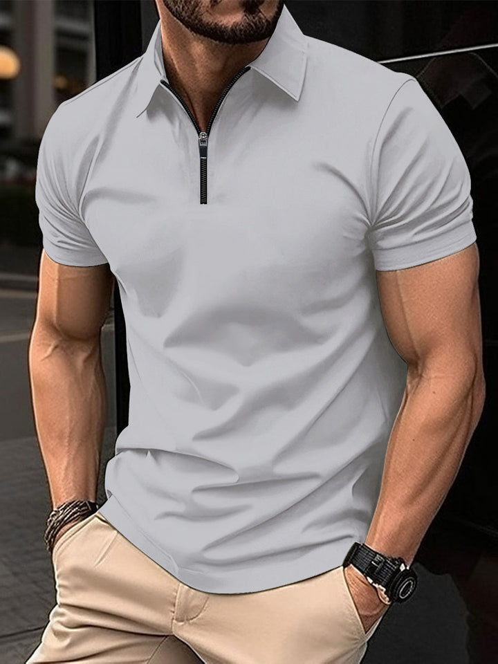 Herren Kurzarm Poloshirt mit Reißverschluss und modernem Design Echoarchiv