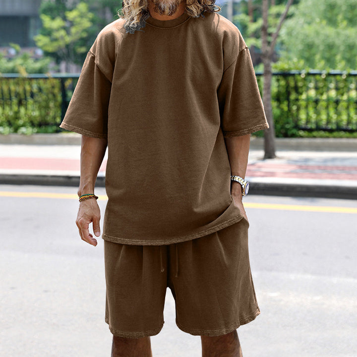 Herren Bequemer Freizeitanzug mit lässigem T-Shirt und Shorts Echoarchiv