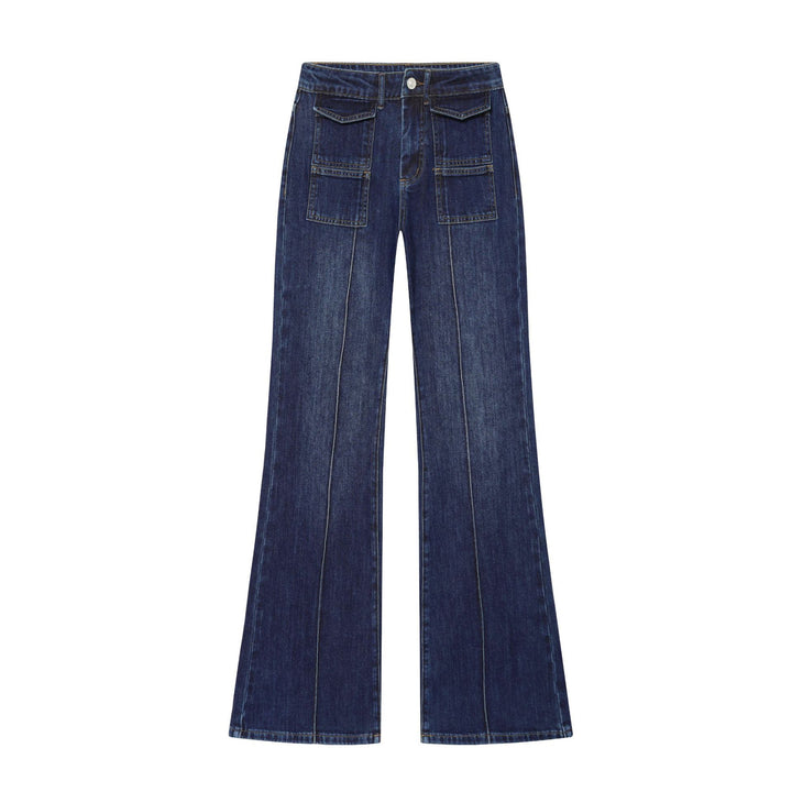 Damen weite Highwaist-Jeanshose mit aufgesetzten Taschen und Bügelfalte Echo Archiv