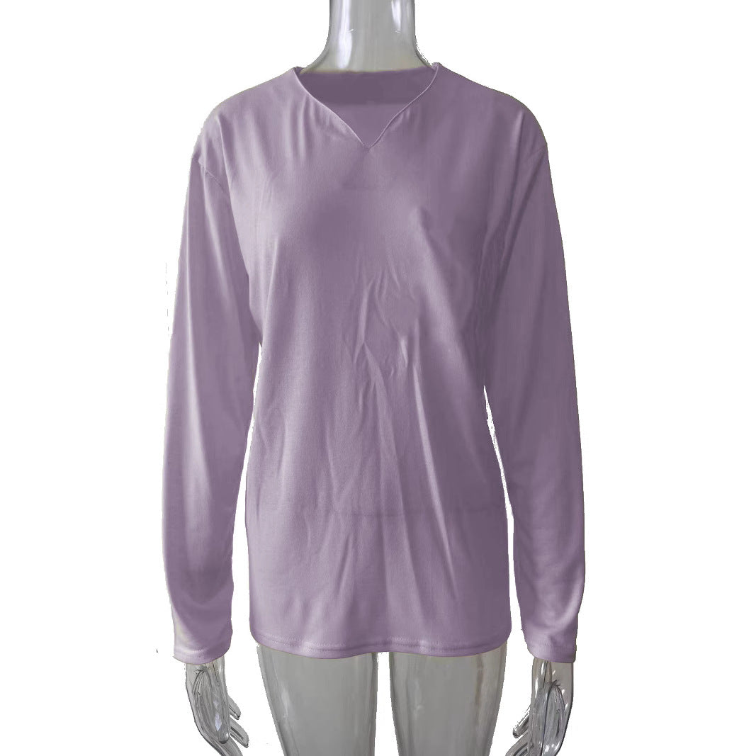 Damen nan legeres Langarmshirt mit V-Notch-Ausschnitt, Brusttasche und lockerer Oversize-Passform Echo Archiv