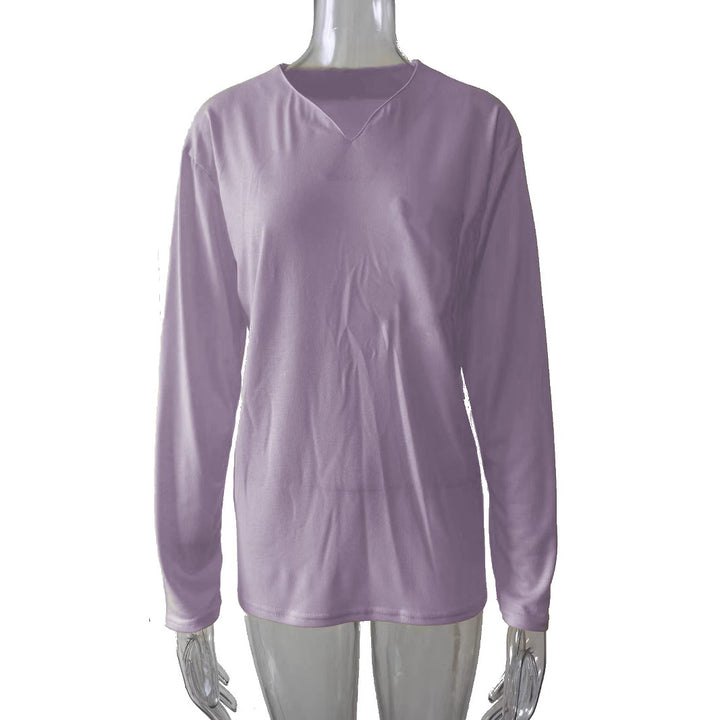 Damen nan legeres Langarmshirt mit V-Notch-Ausschnitt, Brusttasche und lockerer Oversize-Passform Echo Archiv