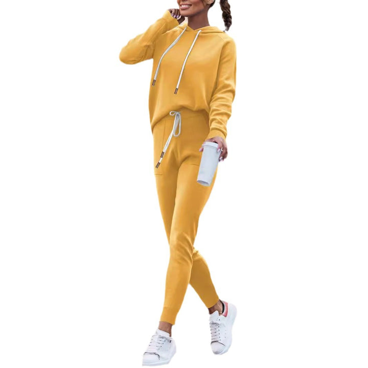 Damen Lässiges Kapuzenpulli- und schmalgeschnittenes Jogginghose-Set – Auréline
