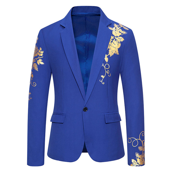Herren nan einreihiges Sakko mit schmalem Revers und goldenem Rosenprint Echo Archiv