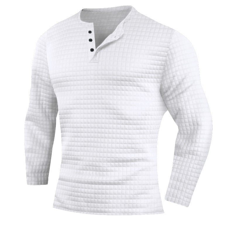 Herren langärmliges Henley-Shirt mit strukturiertem Design Echoarchiv
