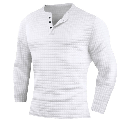 Herren langärmliges Henley-Shirt mit strukturiertem Design Echoarchiv