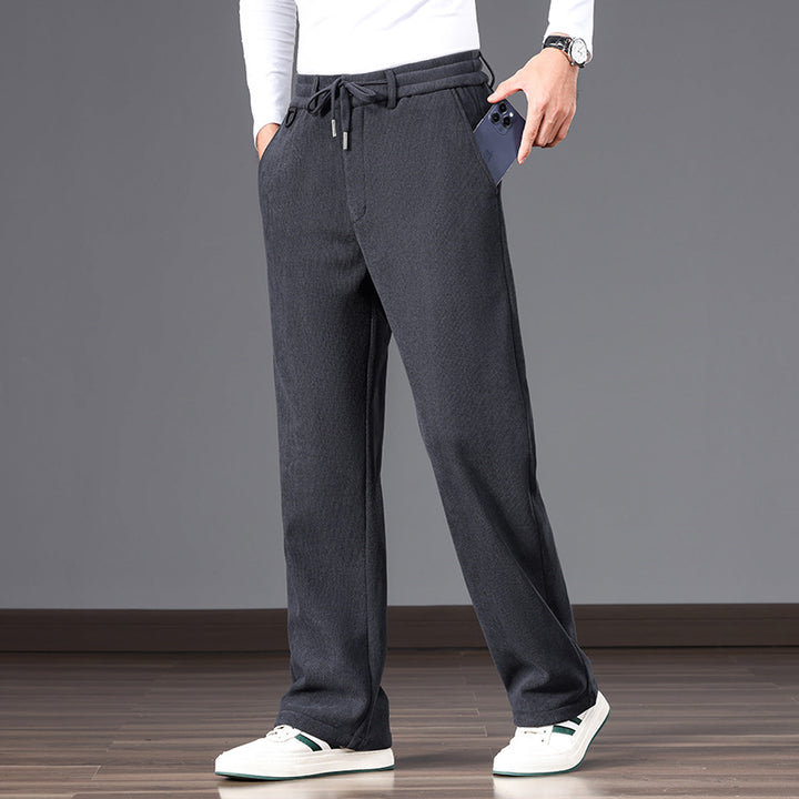 Herren Lässige Relaxed-Fit Baumwoll-Mix Freizeithose mit Kordelzug und geradem Bein Echo Archiv
