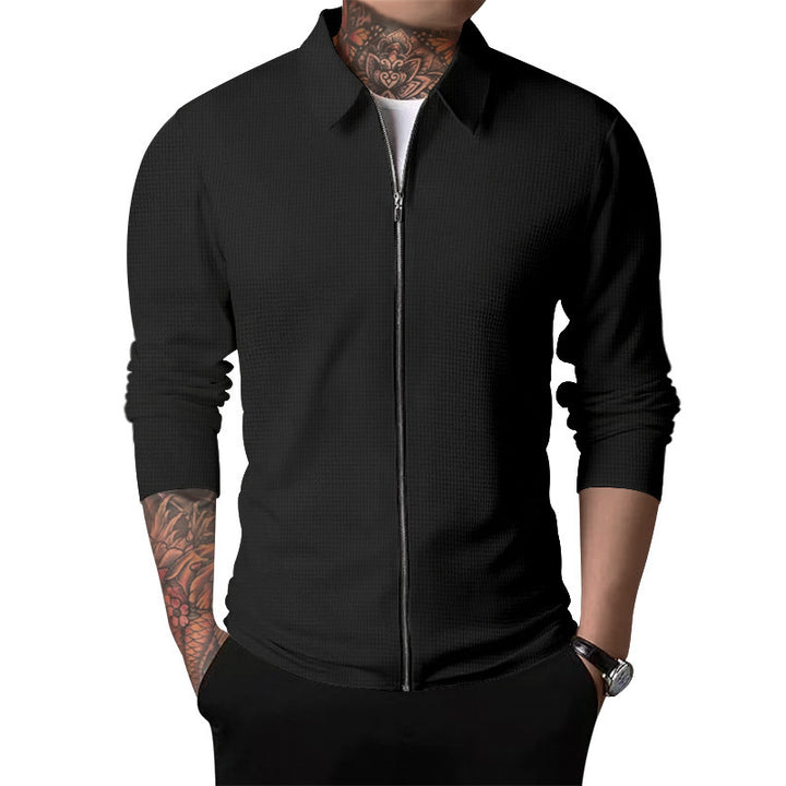 Herren Strickjacke mit Reißverschluss und modernem Stehkragen Echoarchiv