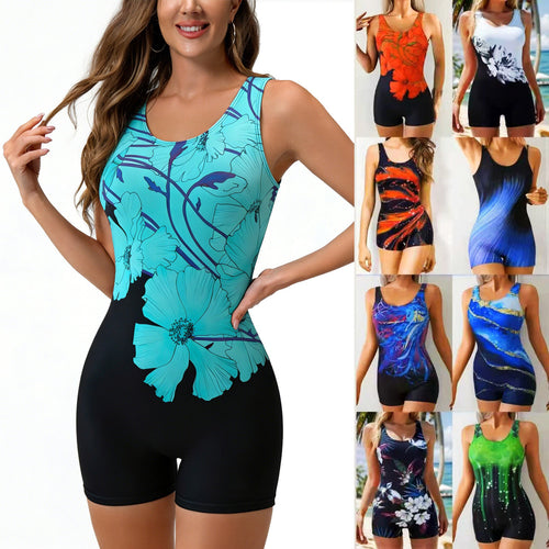 Damen Sportlicher Einteiler Badeanzug mit trendigem Grafikdesign Echo Archiv