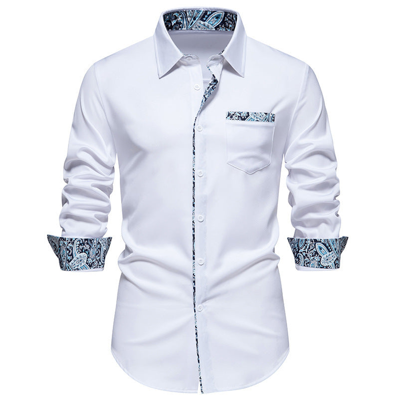 Herren elegantes Langarmhemd mit Leopardenmuster Echoarchiv