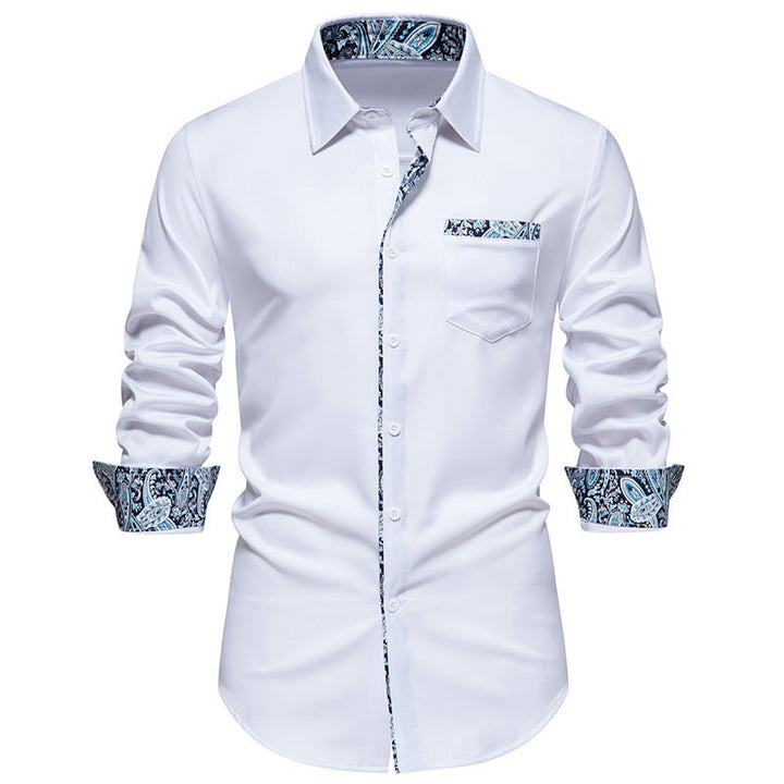 Herren elegantes Langarmhemd mit Leopardenmuster Echoarchiv