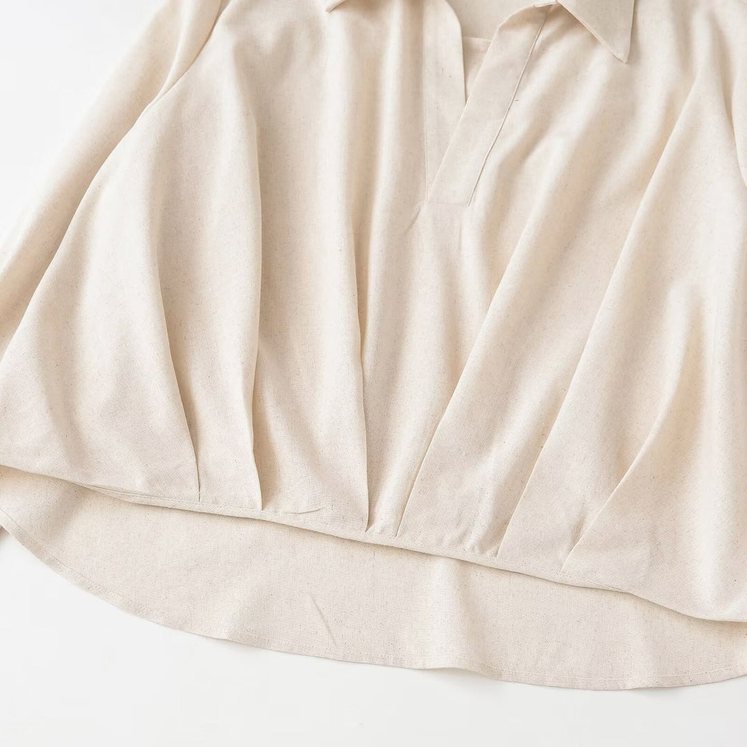 Damen Oversized-Bluse mit tiefem V-Ausschnitt und tailliertem Drapierungseinsatz Echo Archiv