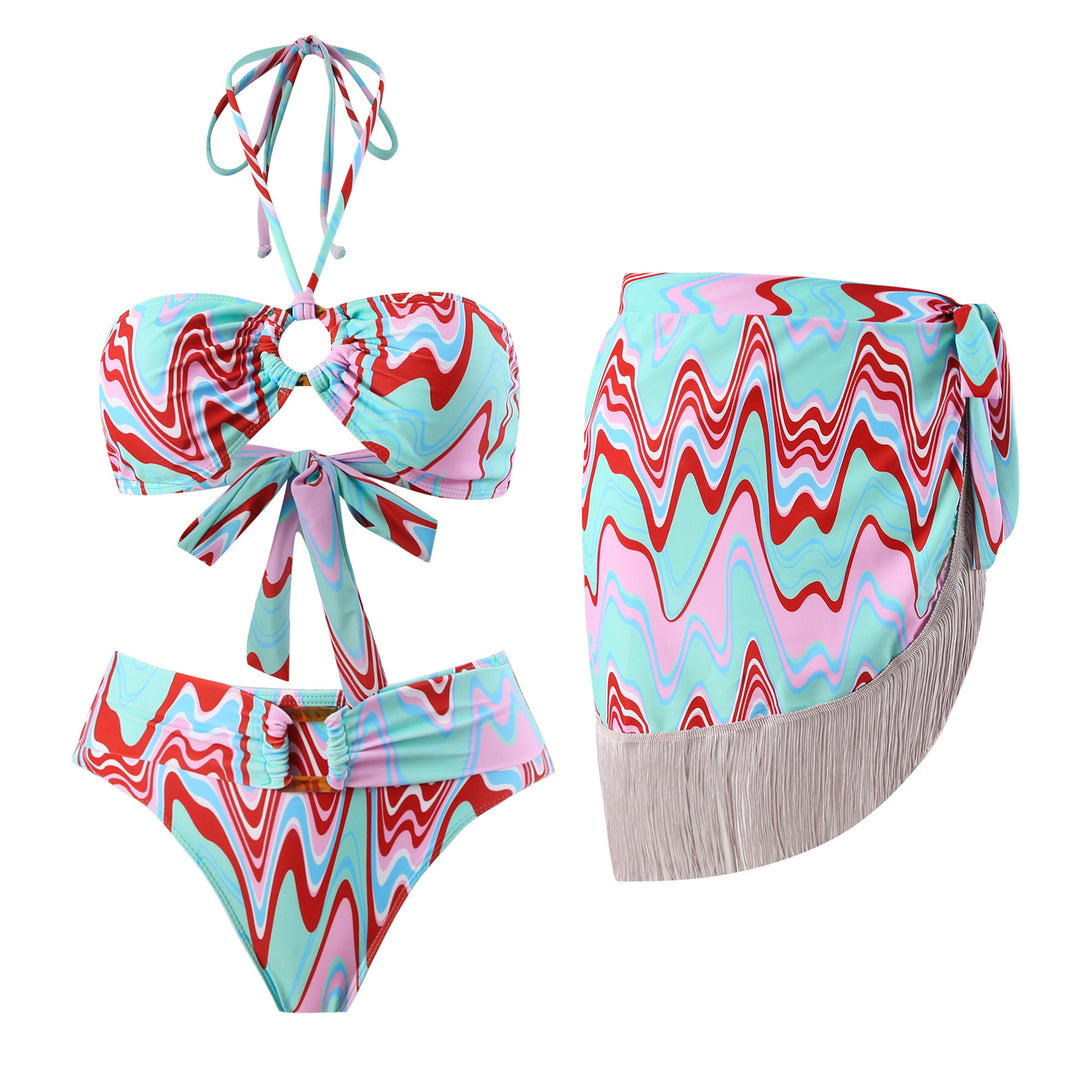 Damen Bikini-Set mit trendigem Wickelrock und faszinierendem Muster Echo Archiv