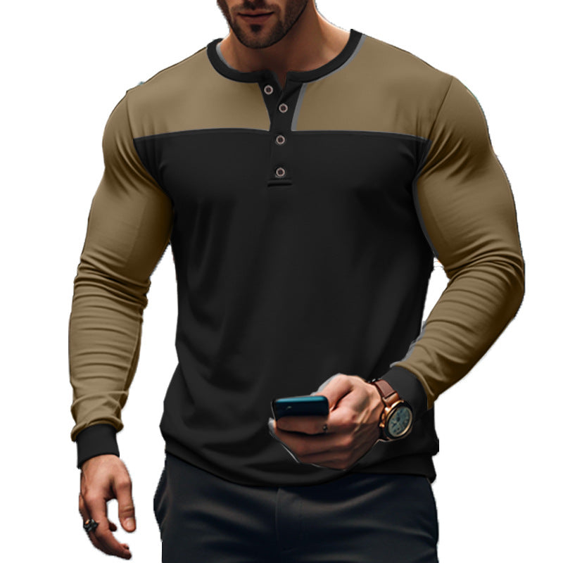 Herren nan funktionales Henley-Langarmshirt mit Raglanärmeln, verstärkter Knopfleiste und tailliertem Schnitt Echo Archiv