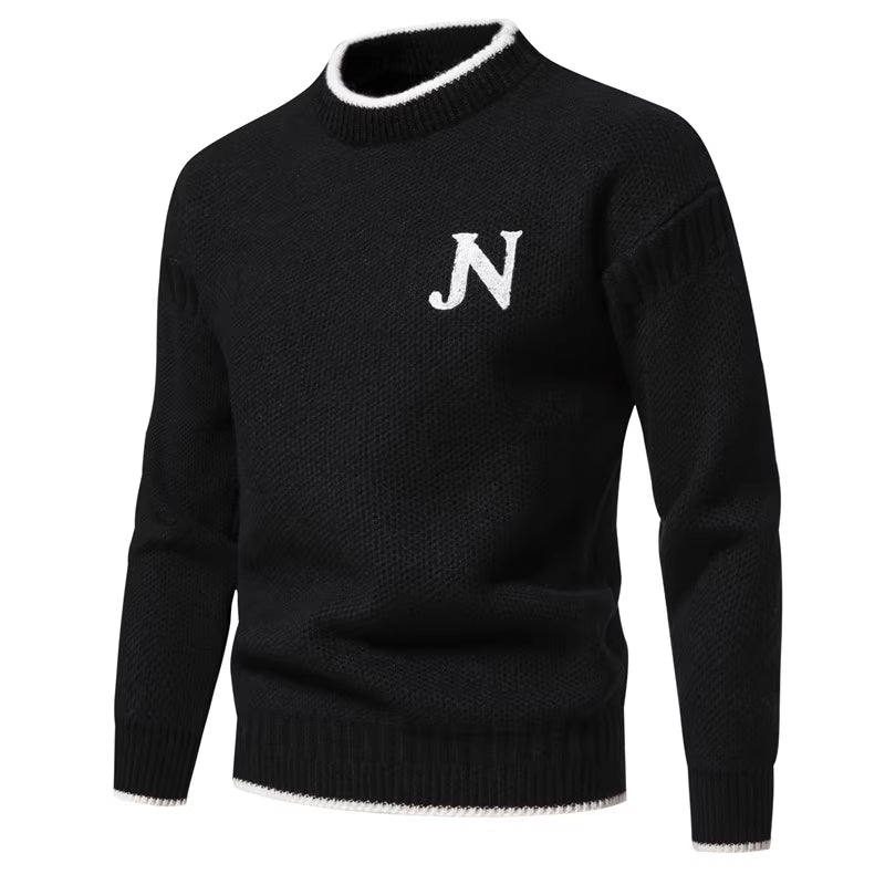 Herren Strukturierter Strickpullover mit Rundhalsausschnitt Echoarchiv