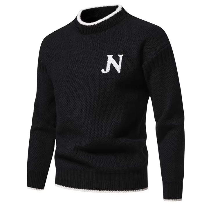 Herren Strukturierter Strickpullover mit Rundhalsausschnitt Echoarchiv