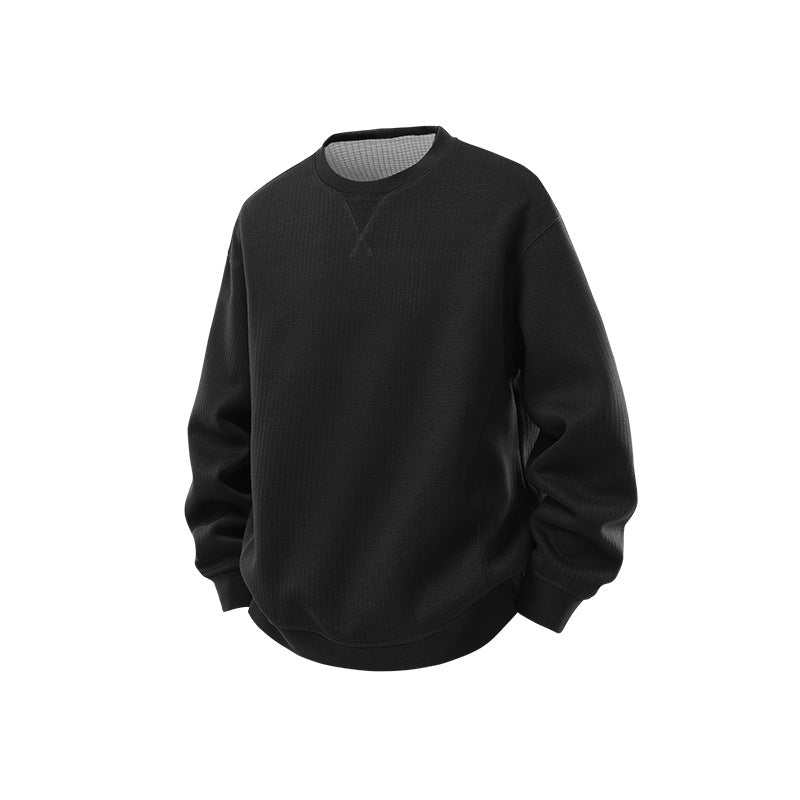 Herren Oversize Waffelstrick-Sweatshirt mit Rundhals, verlängertem Rückensaum und gerippten Bündchen Echo Archiv