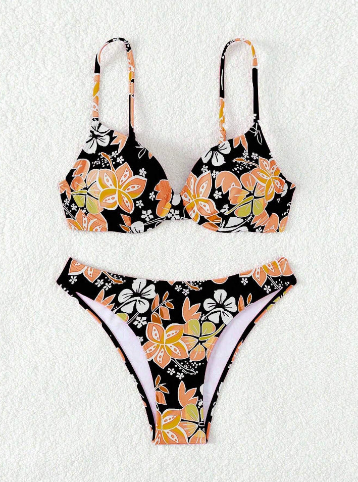 Damen gepolsterter Triangel-Bikini mit floralem Design und verstellbaren Trägern Echo Archiv