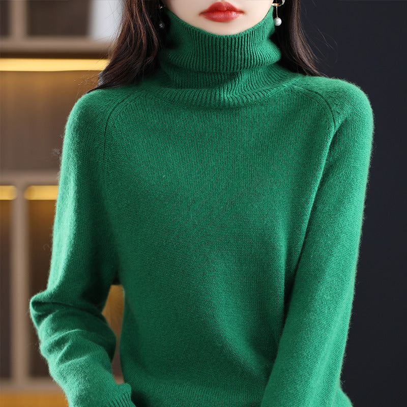 Damen Weicher Hochkragen-Pullover aus flauschigem Wollmix mit Raglanärmeln Echoarchiv