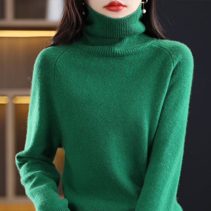 Damen Weicher Hochkragen-Pullover aus flauschigem Wollmix mit Raglanärmeln Echoarchiv