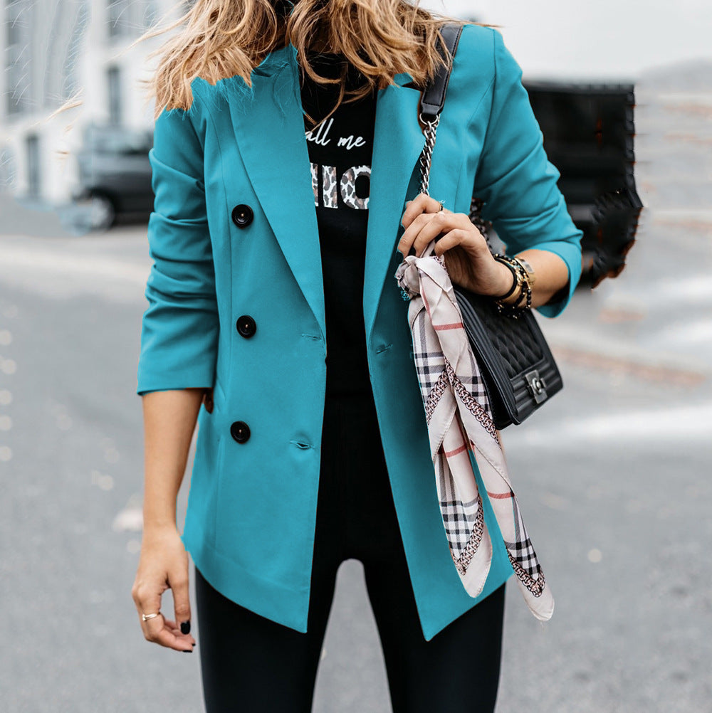 Damen nan taillierter Longblazer mit doppelreihiger Knopfleiste, Reverskragen und Eingrifftaschen Echo Archiv
