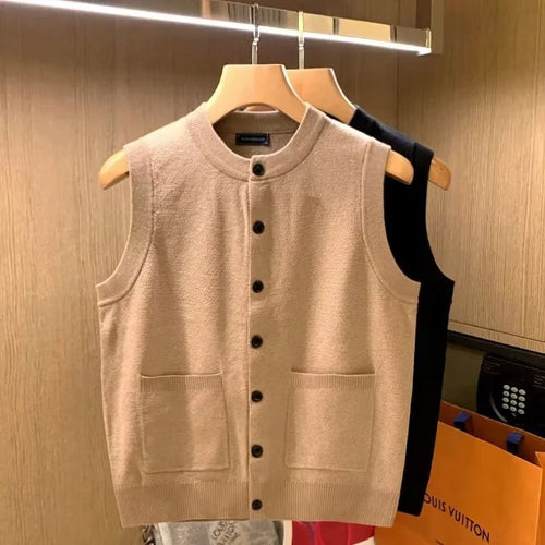 Damen elegante Strickweste mit praktischen Taschen Echoarchiv