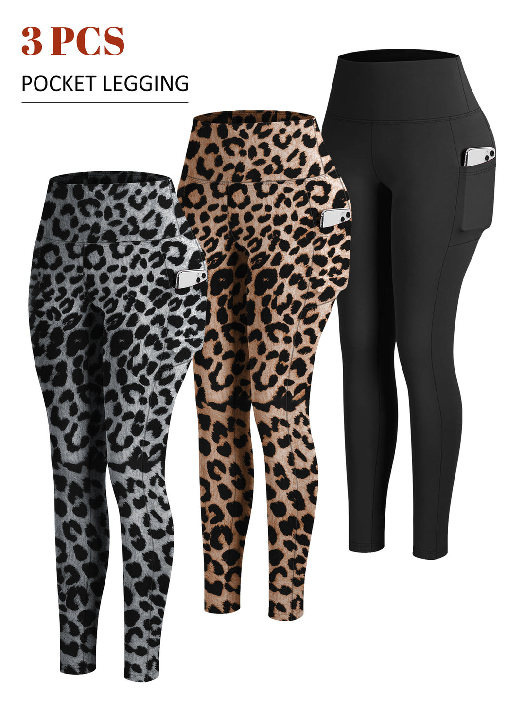 Damen Knöchelhohe Sportleggings mit hohem Bund und seitlicher Smartphone-Tasche – Avélisse