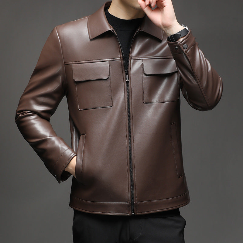 Herren moderne Kunstlederjacke mit praktischen Taschen Echoarchiv