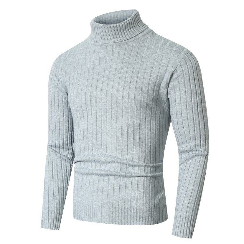 Herren Figurbetonter Rippenstrick‑Rollkragenpullover mit Stretch‑Feinstrick Echo Archiv