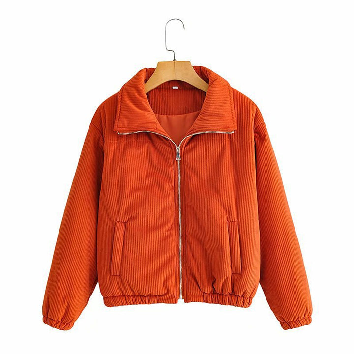 Damen Gepolsterte Cord-Steppjacke mit Stehkragen und elastischem Saum Echo Archiv
