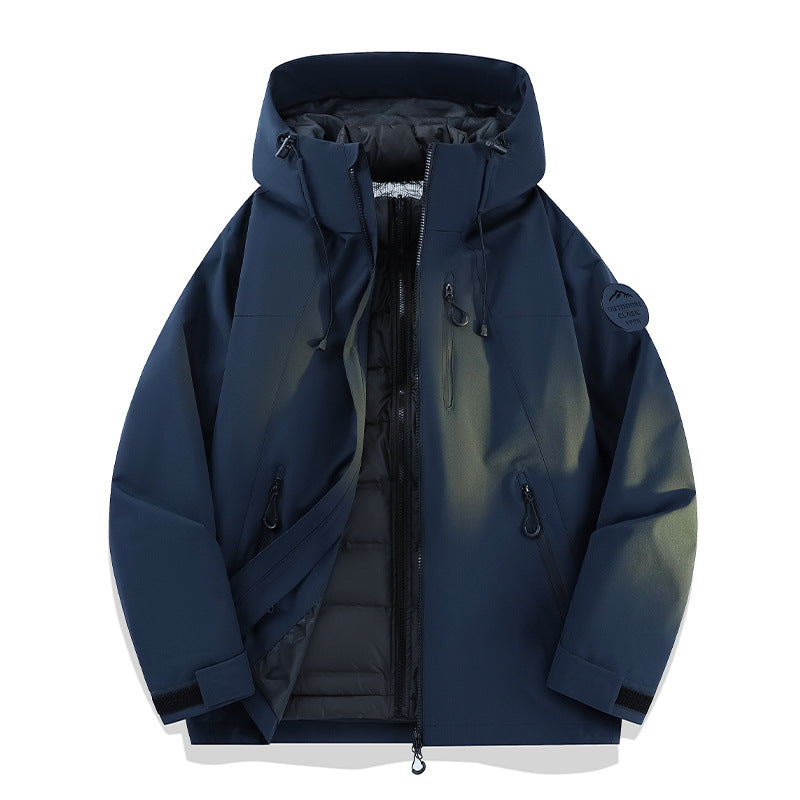 Damen Leichte wasserdichte Kapuzenjacke mit Teddy‑Charm und verdeckten Reißverschlusstaschen Echoarchiv
