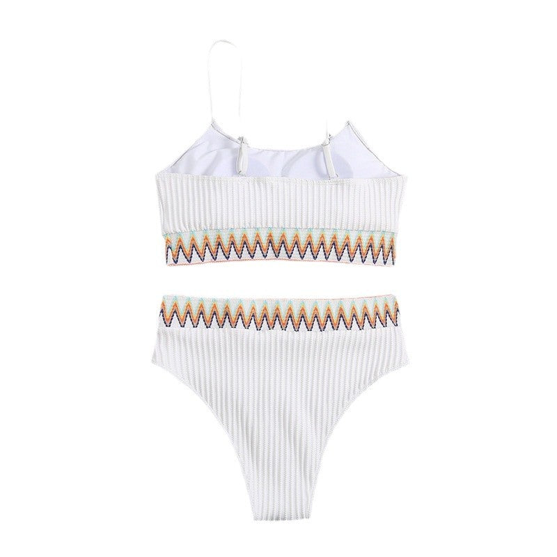 Damen Hochtailliertes Bikini-Set mit gestreiftem Oberteil Echo Archiv