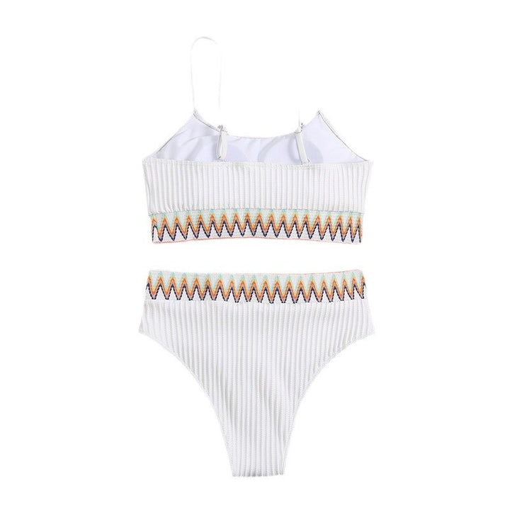 Damen Hochtailliertes Bikini-Set mit gestreiftem Oberteil Echo Archiv