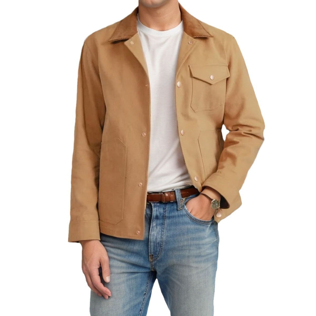 Herren Suedejacke mit modischem Design und praktischen Taschen Echoarchiv