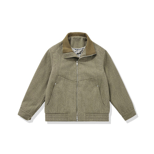 Herren Kurz geschnittener Fleece Blouson mit Cordkragen und gesteppter Innenfutter Echoarchiv