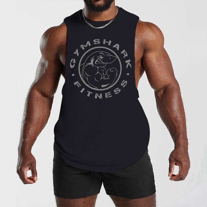 Herren nan ärmelloses Muskelshirt mit extra tiefen Armöffnungen und großem Logodruck Echo Archiv