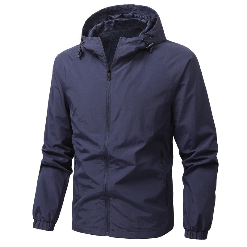 Herren Leichte Kapuzen-Windjacke mit Mesh‑Futter, durchgehendem Reißverschluss & elastischen Bündchen Echo Archiv
