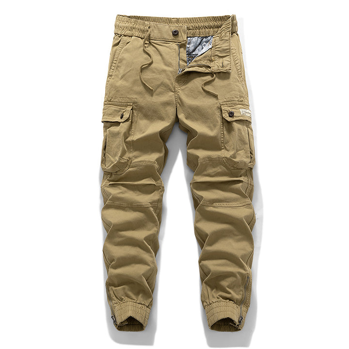 Herren Tactical-Canvas-Cargohose im Joggerstil mit elastischem Tunnelzugbund, Knieabnähern und Multifunktions-Pattentaschen Echo Archiv