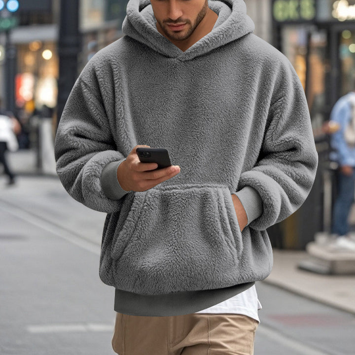 Herren übergroßer Fleece-Hoodie mit Kängurutasche und gemütlichem Schnitt Echoarchiv