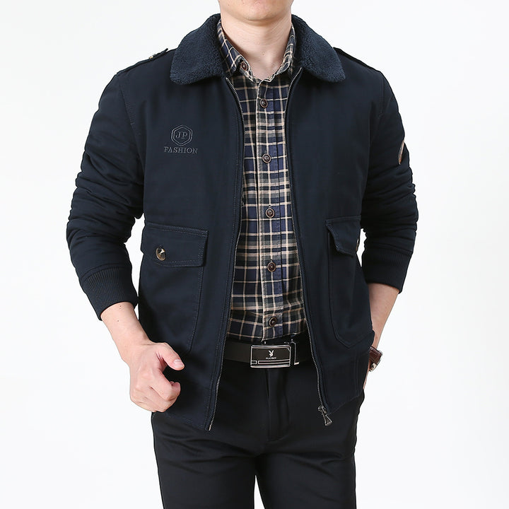 Herren Utility-Flightjacke aus Baumwollmix mit Teddykragen und aufgesetzten Pattentaschen Echo Archiv