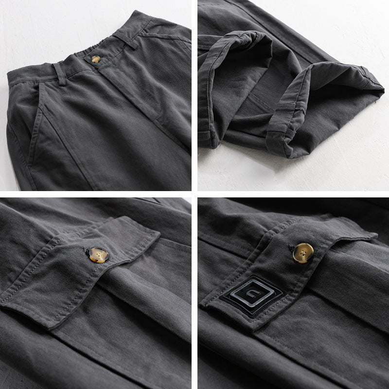 Herren Utility-Cargo-Hose aus Baumwoll-Twill mit aufgesetzten Beintaschen und relaxed Tapered Fit Echoarchiv