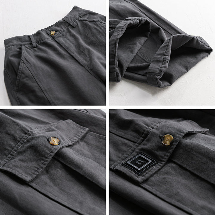 Herren Utility-Cargo-Hose aus Baumwoll-Twill mit aufgesetzten Beintaschen und relaxed Tapered Fit Echoarchiv