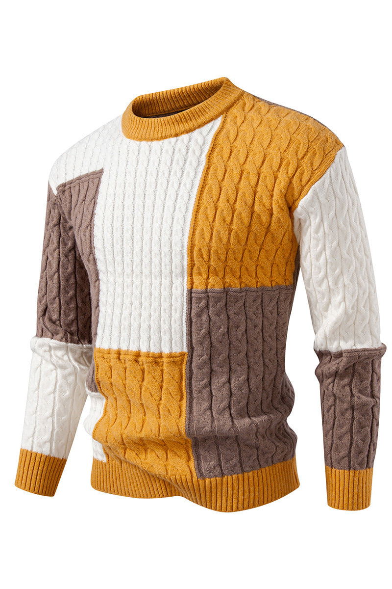 Herren modischer Strickpullover mit kreativer Farbblock-Optik Echoarchiv