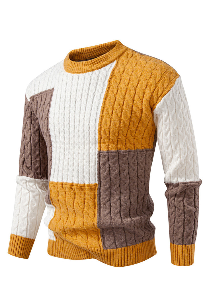 Herren modischer Strickpullover mit kreativer Farbblock-Optik Echoarchiv