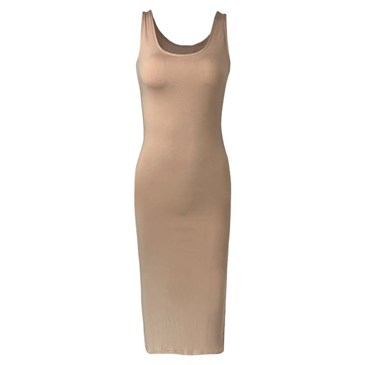 Damen Maxikleid Aus Weichem Jersey mit Tiefem Rundhalsausschnitt Echoarchiv