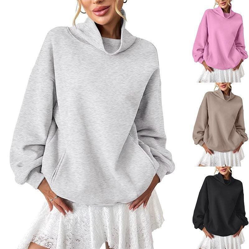 Damen Lässiges Oversize-Sweatshirt mit Schlauchkragen und Kängurutasche Echo Archiv