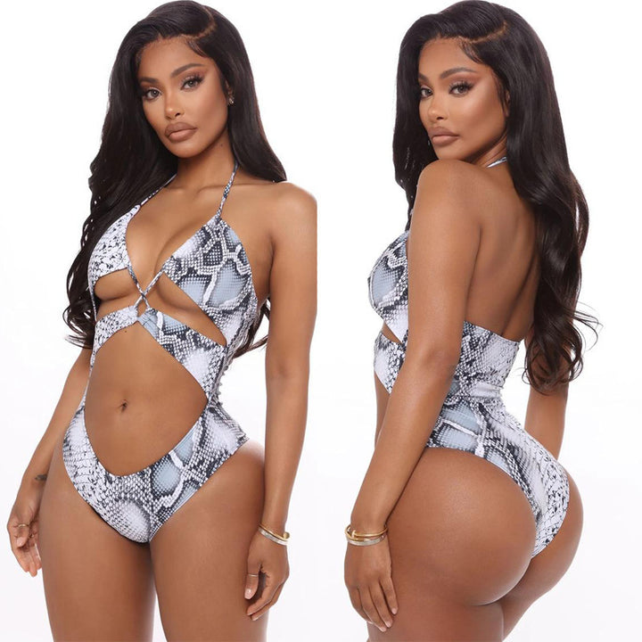 Damen Cut-Out Badeanzug mit schickem Schlangenmuster Echo Archiv